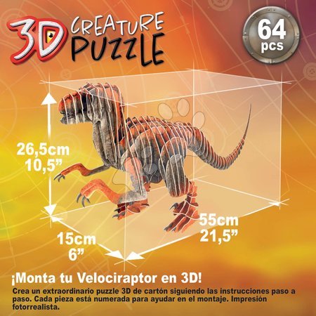 Puzzle 3D - Puzzle dinozaura Velociraptor 3D Creature Educa - 3