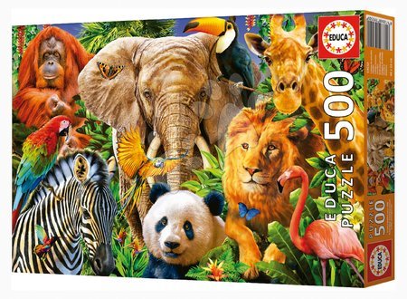 500 piece jigsaw puzzles - Puzzle Wild Animal Collage Educa - 2