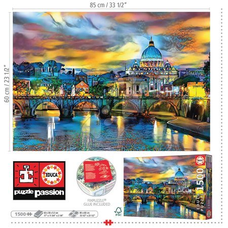 1500 piece jigsaw puzzles - Puzzle St. Peter's Basilica and the St. Angelo Bridge Educa - 4