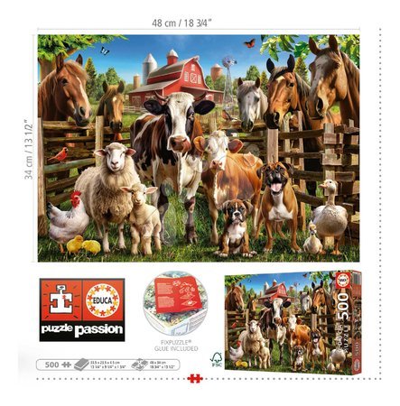 500 piece jigsaw puzzles - Puzzle Farmyard Buddies Educa - 2