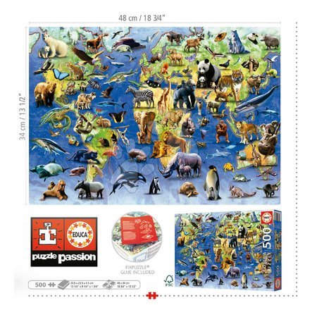 500 piece jigsaw puzzles - Puzzle One Hundred Endangered Species Educa - 2