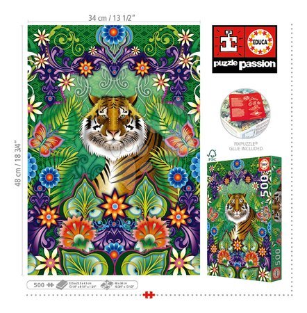 500 piece jigsaw puzzles - Puzzle Bengal Tiger Educa - 2