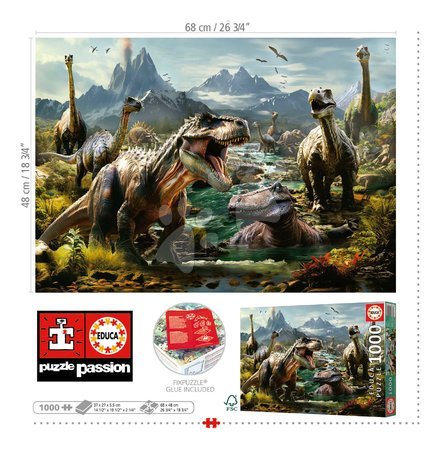 1000 piece jigsaw puzzles - Puzzle Fierce Dinosaurs Educa - 2