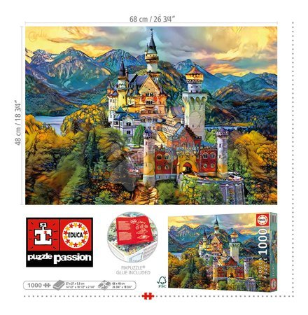 Puzzle 1000 pezzi - Puzzle Neuschwanstein Castle Educa - 2