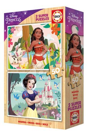 Wooden Disney puzzles - Drevené puzzle Moana a Snehulienka Disney Educa - 3