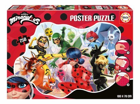 Puzzle pentru copii 100 - 300 de bucăți - Puzzle afiș Miraculous Ladybug Educa