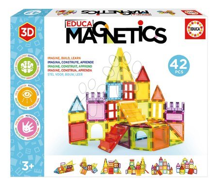 Building and construction toys - Stavebnica 3D magnetická stredná Magnetics Building Tiles Educa