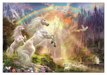 Puzzle cu 500 de bucăți  - Puzzle Genuine Unicorni în apusul soarelui Educa - 1