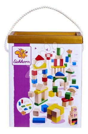 Fa építőkockák - Fa kockák színesek és natúrak Wooden Blocks 75 Years Eichhorn - 3