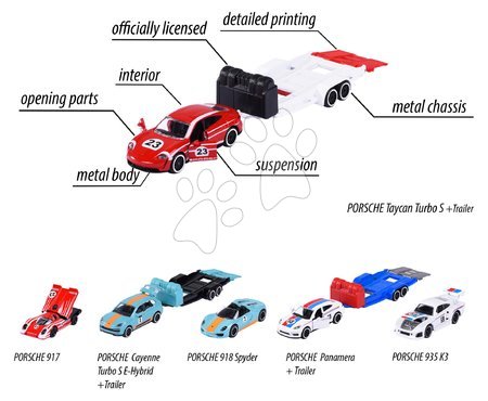 Játékautók  - Kisautók pótkocsival Porsche Motorsport Race Trailer Majorette - 3