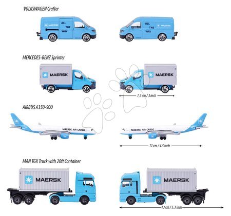 Play vehicle sets - MAERSK Transport Cars 4 Pieces Giftpack Majorette - 2