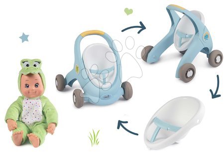 Detské chodítka - Set chodítko a kočík s brzdou Croc Baby Walker Minikiss 3in1 Smoby  - 2