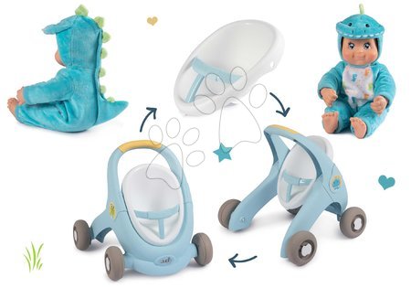 Girelli per bambini - Set girello e passeggino con freno Croc Baby Walker Minikiss 3in1 Smoby  - 4