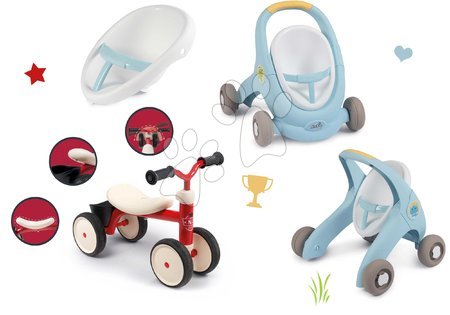 Bébi játékszettek - Szett járássegítő és babakocsi fékkel Croc Baby Walker Minikiss 3in1 Smoby  - 13