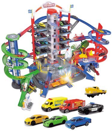 Garázsok - Építőjáték 7 szintes garázs 2 motoros lifttel Super City Garage Majorette - 2