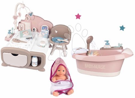 I set - Set vasca per il bagnetto con acqua corrente elettronica Violette Baby Nurse Smoby