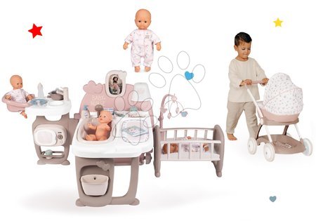 Domki dla lalek w zestawie - Zestaw domek dla lalki Large Doll's Play Center Natur D'Amour Baby Nurse Smoby - 48