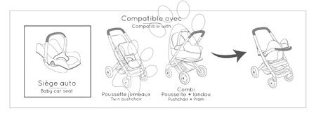 Doll prams from 18 months - Dining chair with car seat and rocking chair Maxi Cosi Seat+High Chair Sage Smoby - 6