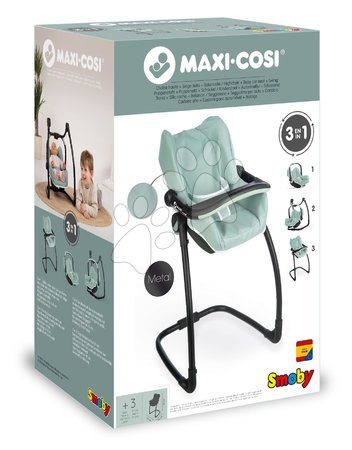 Doll prams from 18 months - Dining chair with car seat and rocking chair Maxi Cosi Seat+High Chair Sage Smoby - 7