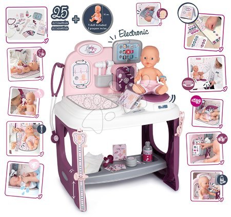 Orvosi kocsik gyerekeknek - Orvosi vizsgáló és pelenkázó pult Violette Baby Care Center Smoby - 14