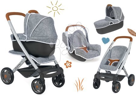 Poussettes pour poupées et accessoires - Poussette profonde et sportive DeLuxe Pastel Maxi Cosi&Quinny Grey 3en1 Smoby - 9