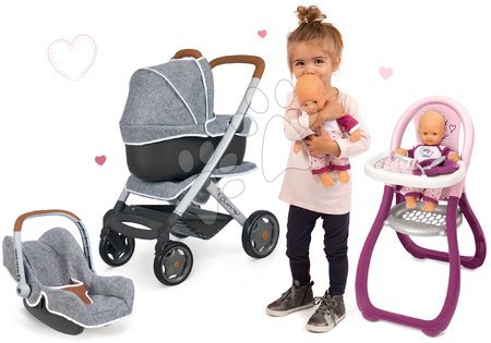 Kinderwagen für Puppen Sets - Puppenwagen-Set DeLuxe Pastell Maxi Cosi&Quinny Sport Grey 3in1 Smoby - 2