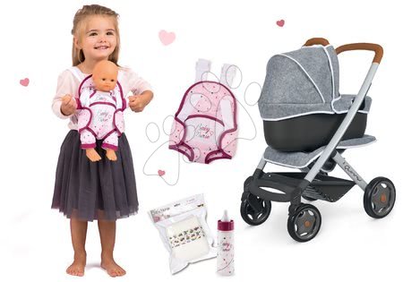 Kinderwagen für Puppen Sets - Puppenwagen-Set DeLuxe Pastell Maxi Cosi&Quinny Sport Grey 3in1 Smoby - 16