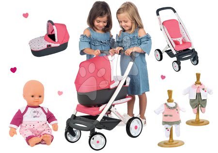 Kočárky pro panenky sety  - Set kočárek hluboký trojkombinace Trio Pastel Maxi Cosi & Quinny 3v1 Smoby - 11