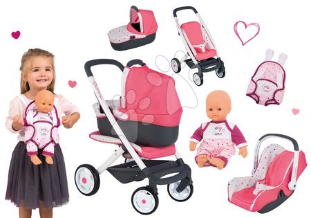 Kočárky pro panenky sety  - Set kočárek hluboký trojkombinace Trio Pastel Maxi Cosi & Quinny 3v1 Smoby - 9