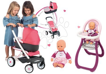 Kočárky pro panenky sety  - Set kočárek hluboký trojkombinace Trio Pastel Maxi Cosi & Quinny 3v1 Smoby - 9