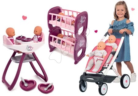 Kočárky pro panenky sety  - Set kočárek pro dvě panenky Twin Trio Pastel Maxi Cosi & Quinny Smoby - 22