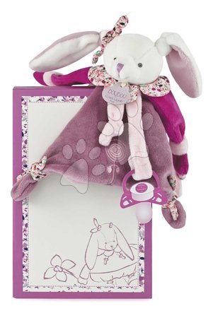  - Plyšový zajačik s klipom na cumlík Lapin Cerise Doudou Dummy Holder Doudou et Compagnie_1