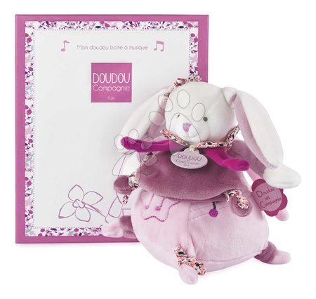 Plush rabbits - Plyšový zajačik s melódiou Lapin Cerise Music Box Doudou et Compagnie - 2