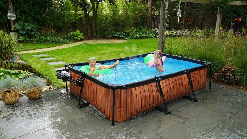 Rectangular Swimming Pools - EXIT Wood pool 300x200x65cm with filter pump - brown - 5