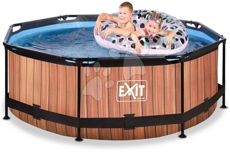 Medencék kerek alakúak - Medence szűrős szivattyúval Wood pool Exit Toys  - 1