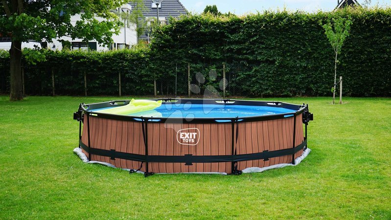 Round Swimming Pools  - EXIT Wood pool ø360x76cm with filter pump - brown - 7