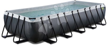 Rectangular Swimming Pools - EXIT Black Leather Pool 540x250x100cm with sand filter pump - black - 2