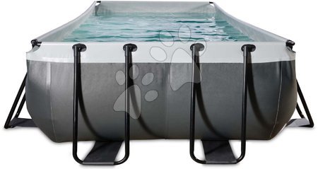 Rectangular Swimming Pools - EXIT Black Leather Pool 540x250x100cm with sand filter pump - black - 3