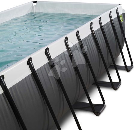 Rectangular Swimming Pools - EXIT Black Leather Pool 540x250x100cm with sand filter pump - black - 4