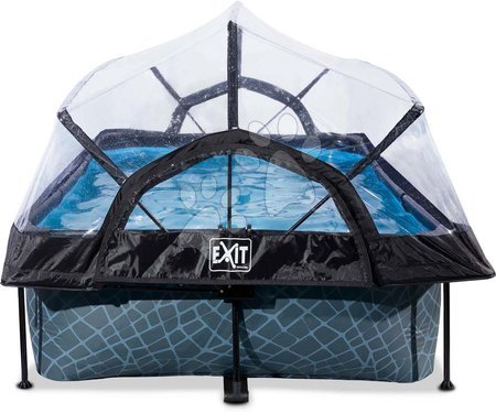 Rectangular Swimming Pools - EXIT Stone pool 220x150x65cm with filter pump and dome - grey - 3