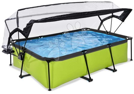 Rectangular Swimming Pools - EXIT Lime pool 220x150x65cm with filter pump and dome - green - 2