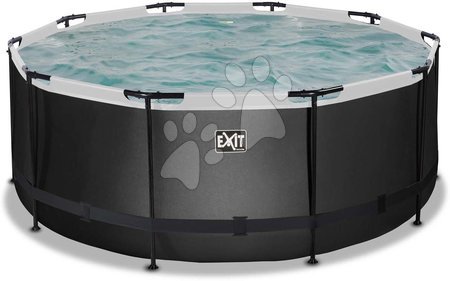 Round Swimming Pools  - EXIT Black Leather pool ø360x122cm with filter pump - black - 2