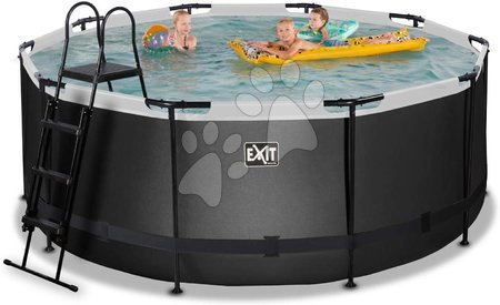 Round Swimming Pools  - EXIT Black Leather pool ø360x122cm with filter pump - black - 4