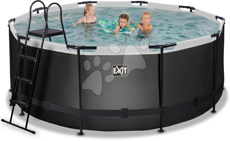 Round Swimming Pools  - EXIT Black Leather pool ø360x122cm with filter pump - black - 5