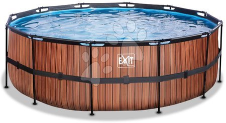 Round Swimming Pools  - EXIT Wood Pool ø427x122cm with filter pump - brown - 3