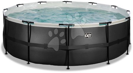 Round Swimming Pools  - EXIT Black Leather Pool ø427x122cm with filter pump - black - 3