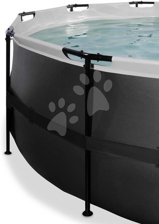 Round Swimming Pools  - EXIT Black Leather Pool ø427x122cm with filter pump - black - 4