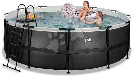 Round Swimming Pools  - EXIT Black Leather Pool ø427x122cm with filter pump - black - 2