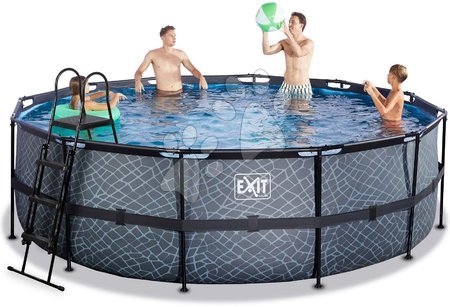 Round Swimming Pools  - EXIT Stone Pool ø450x122cm with filter pump - grey - 2