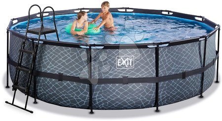 Round Swimming Pools  - EXIT Stone Pool ø450x122cm with filter pump - grey - 3